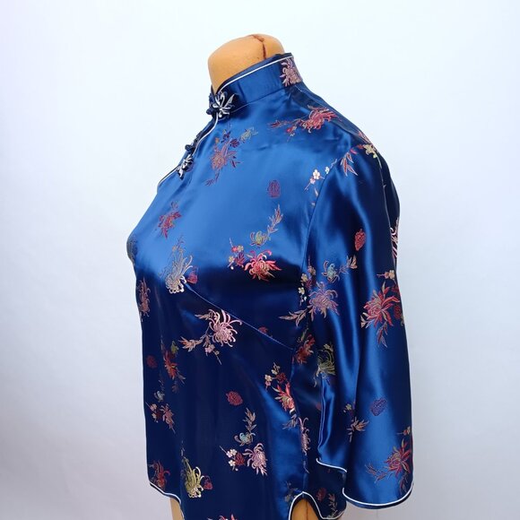 Cheongsam Top Mandarin Collar Knotted Buttons Womens size 40 Traditional Chinese - Picture 9 of 16